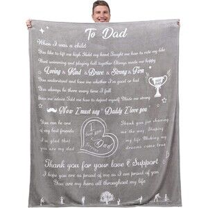 Best love Dad Fathers Day Gifts Fleece Throw Blanket 55X65 Inch Light Gray